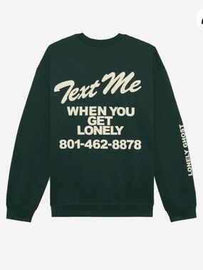 LONELY GHOST Dark Green Crewneck with Cream Graphic